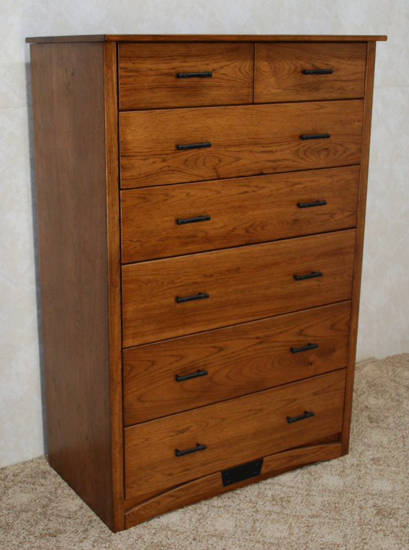 Seven Drawer Distressed Hickory Chest - De Vries Woodcrafters